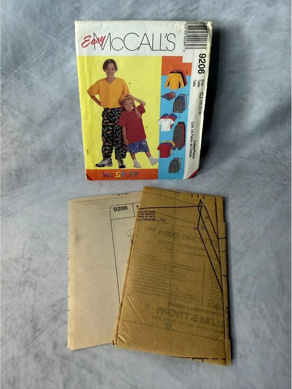 Vintage 1998 McCall’s 9206 Kids T-Shirt Shorts Pants Sewing Pattern
